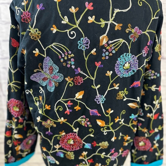 The Quacker Factory Embroidered Floral & Butterfly Jacket — Women’s Size S - Picture 6 of 13